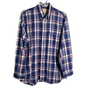 Vintage The Fox Collection Plaid Shirt 15.5 Made in Hong Kong 80s Preppy